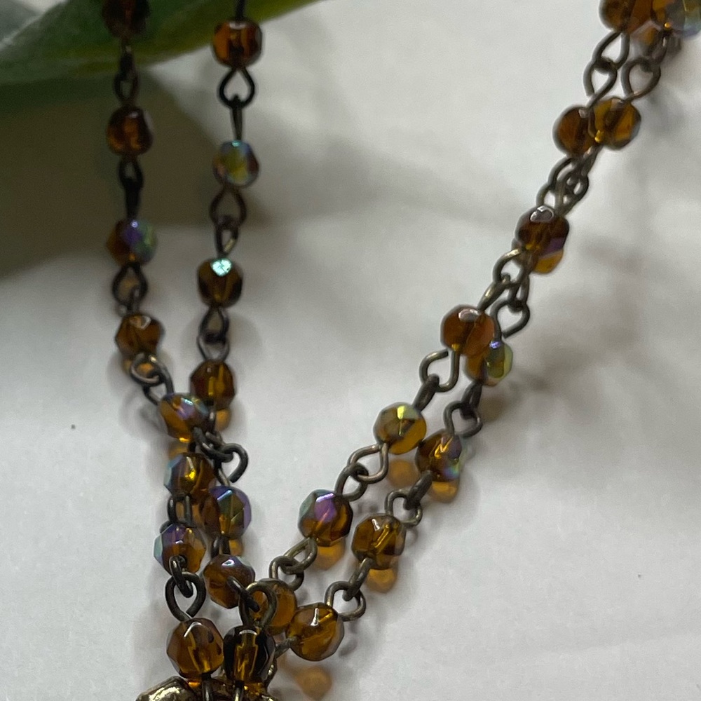 Vintage Tiger's Eye Teardrop & Gemstone Necklace